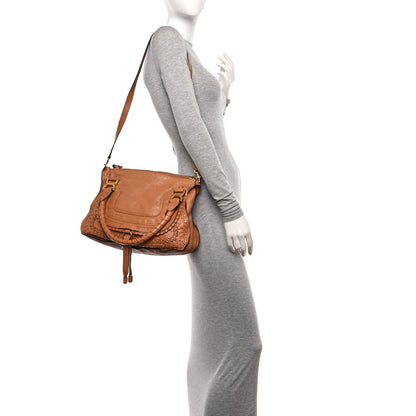 Chloe Calfskin Embroidered Medium Marcie Satchel Tan 2 of 10