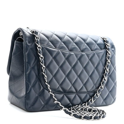 Chanel Caviar Quilted Jumbo Double Flap Navy Blue 3 of 10