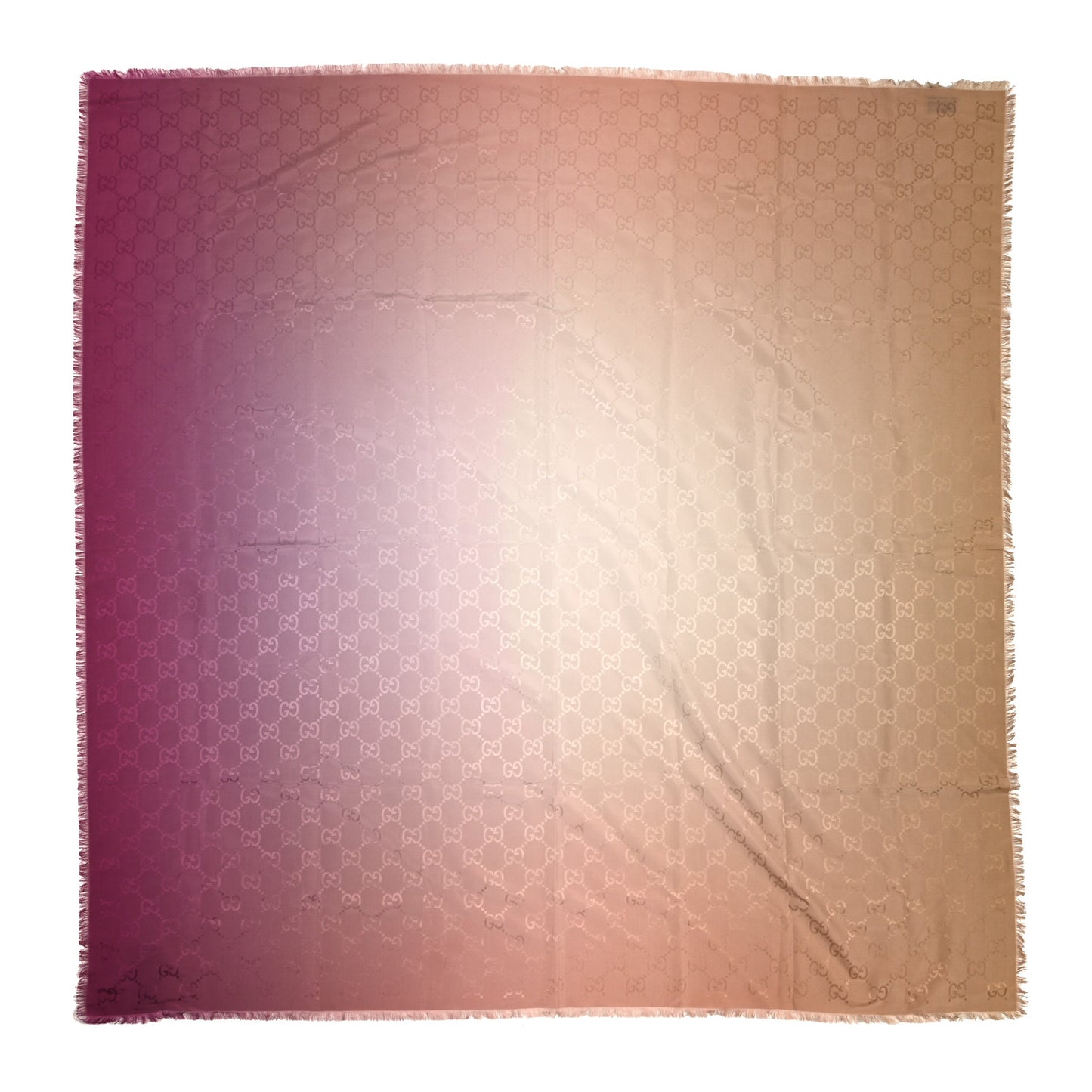Cotton Silk Ombre Interlocking G Fringe Scarf Pink Beige