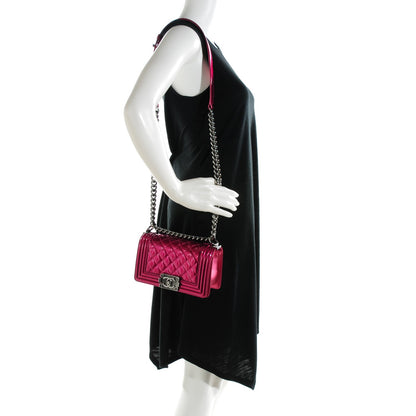 Chanel Metallic Patent Calfskin Quilted Small Boy Flap Pink 4 of 7