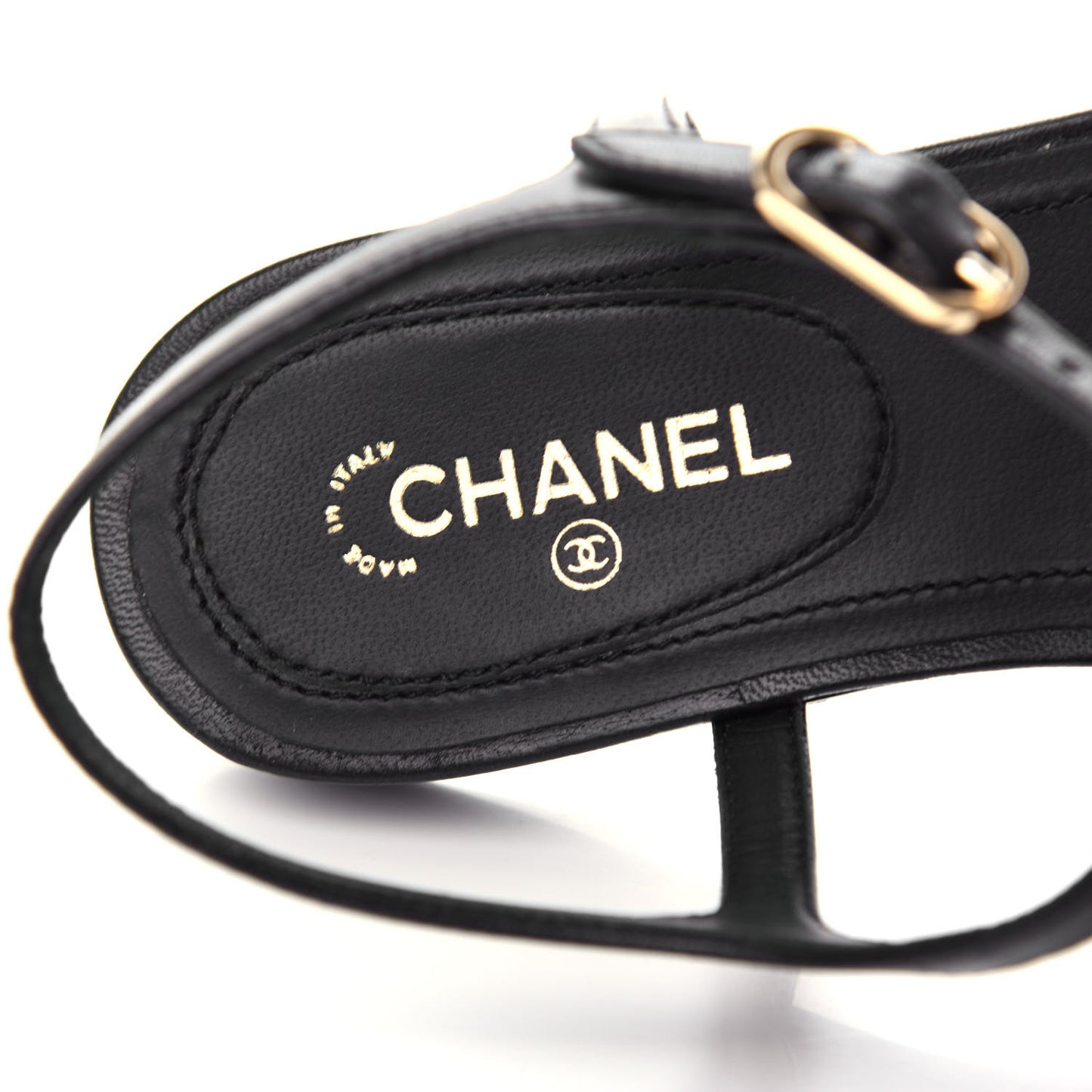 Lambskin Crystal CC Thong Sandals 35.5 Black