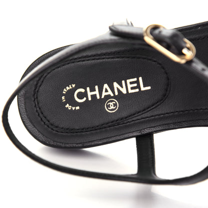 Chanel Lambskin Crystal CC Thong Sandals 35.5 Black 8 of 10