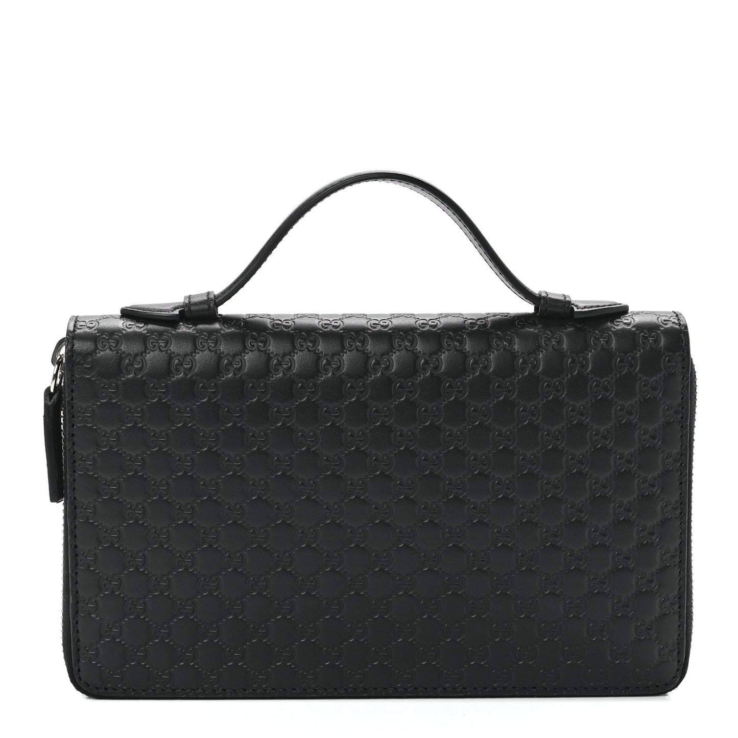 Soft Microguccissima Zip Around Top Handle Travel Wallet Carbon