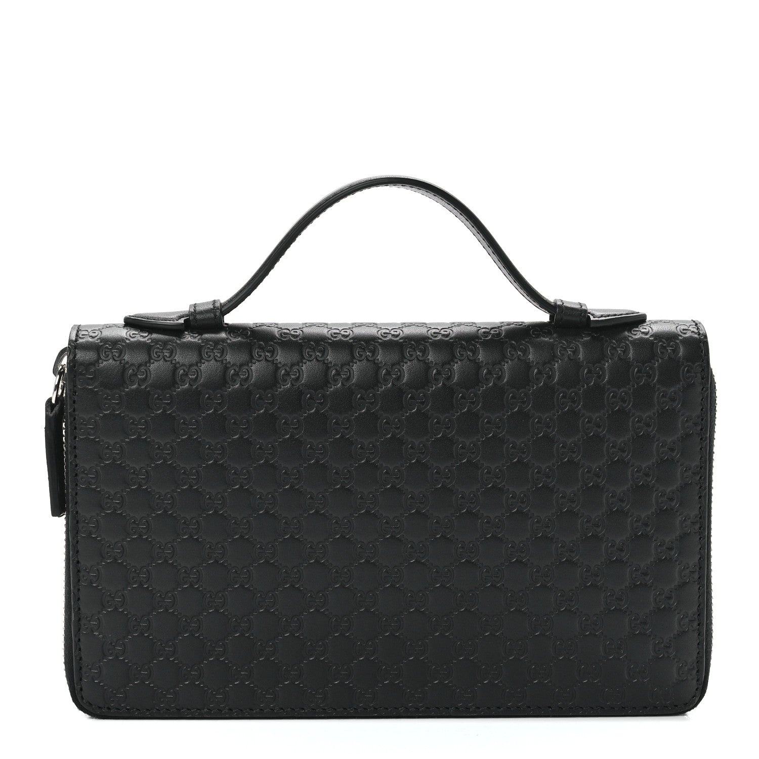 Gucci Soft Microguccissima Zip Around Top Handle Travel Wallet Carbon 1 of 13