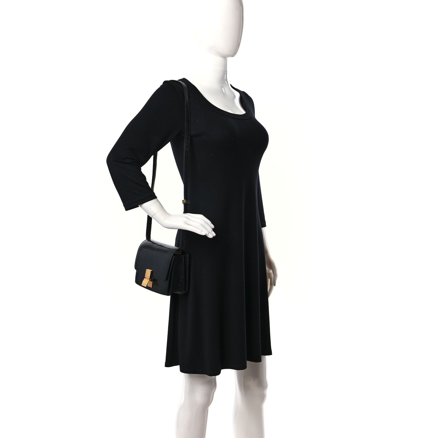 Celine Lizard Small Classic Box Flap Bag Black 2 of 8
