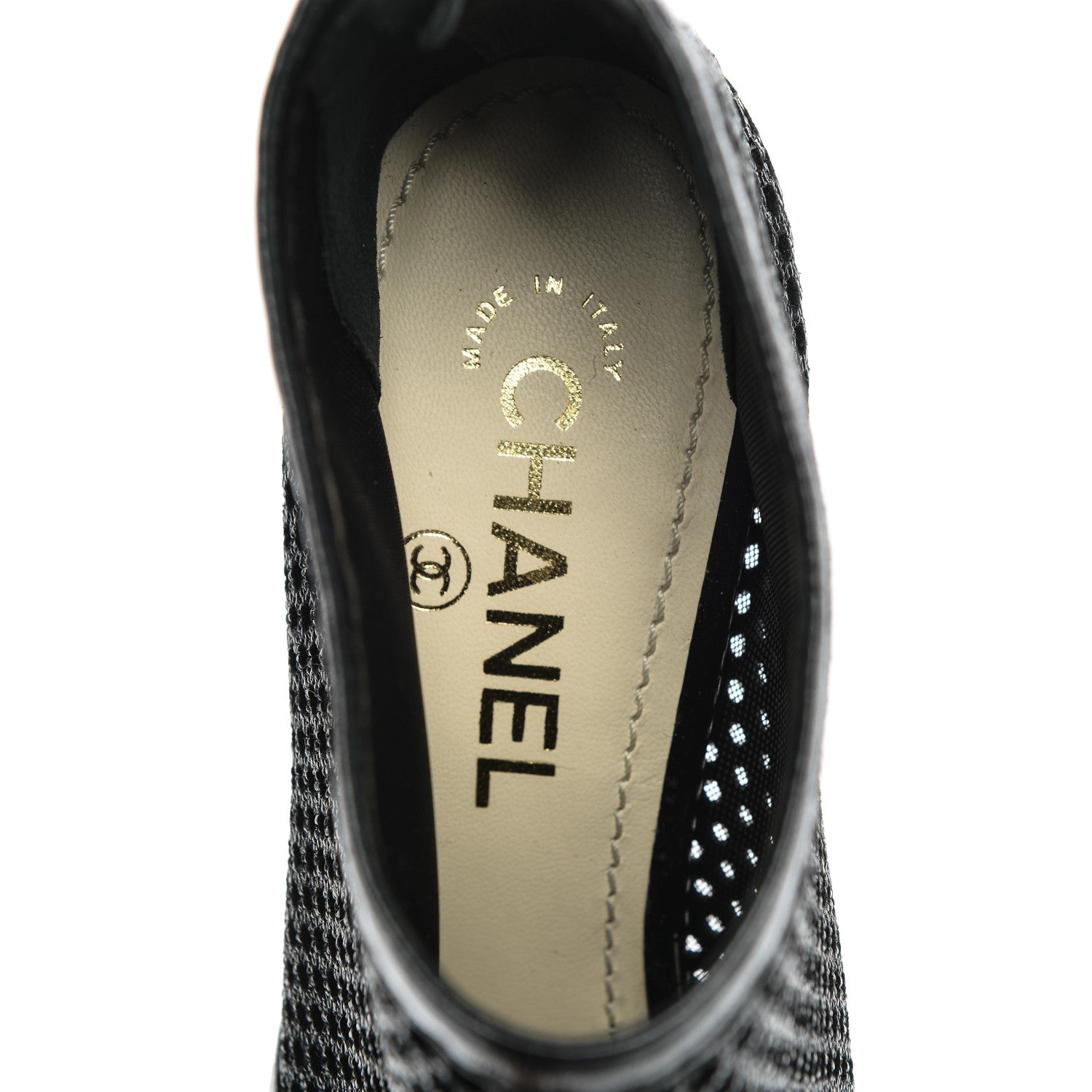 Chanel Mesh CC Peep Toe Ankle Boots 38.5 Black 6 of 7