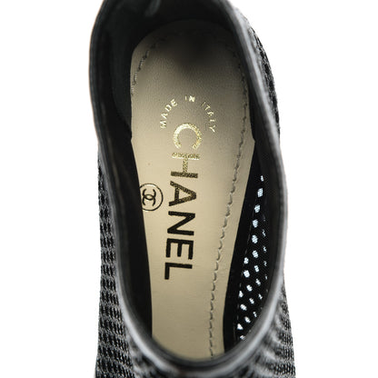 Chanel Mesh CC Peep Toe Ankle Boots 38.5 Black 6 of 7