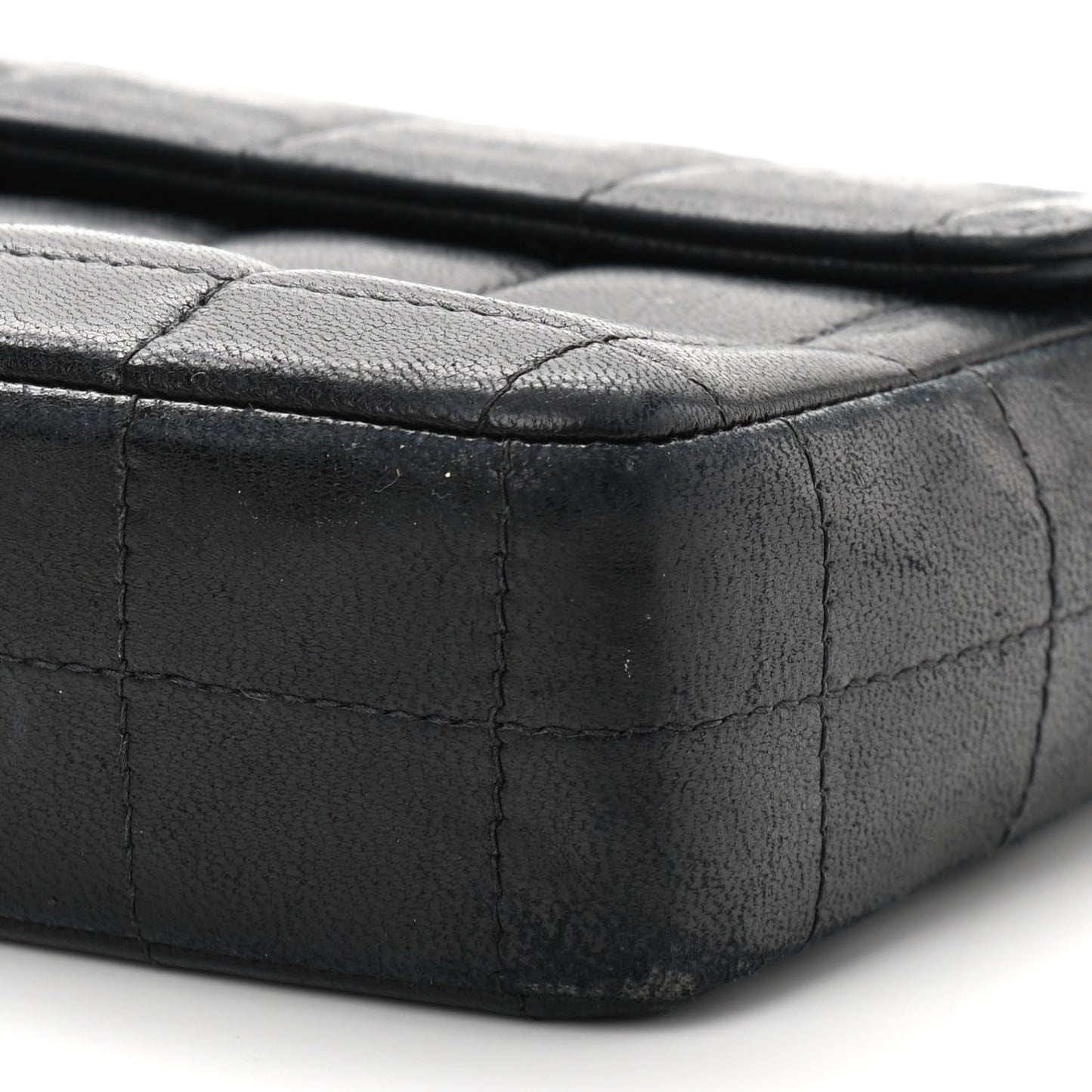 Lambskin East West Chocolate Bar Flap Black