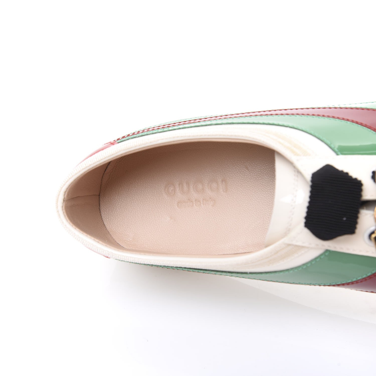 Gucci Patent Crystal Web GG Womens Falacer Sneakers 38.5 Mystic White New Shamarock Red 7 of 9
