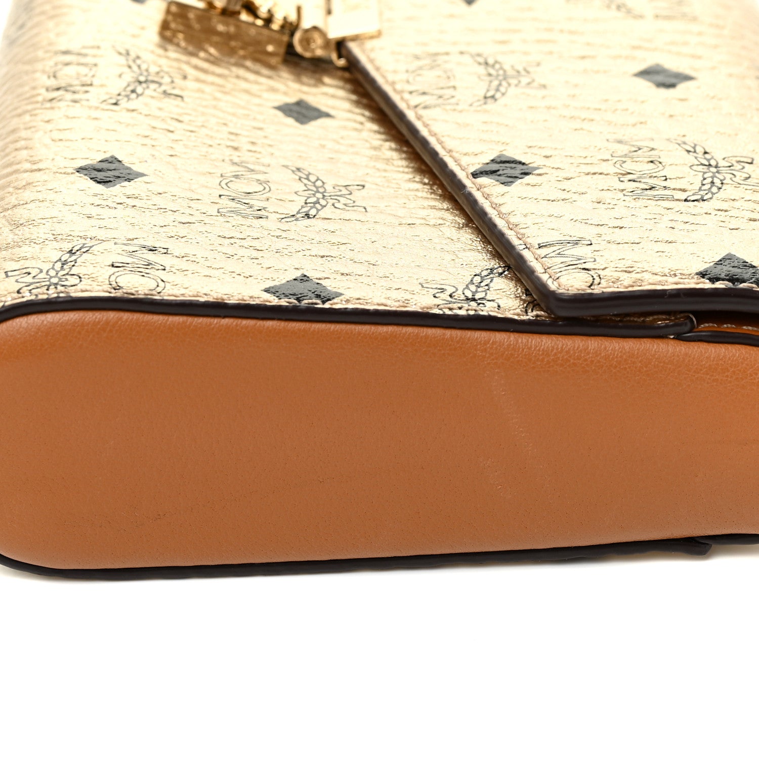MCM Metallic Visetos Medium Millie Crossbody Bag Berlin Gold 21 of 27