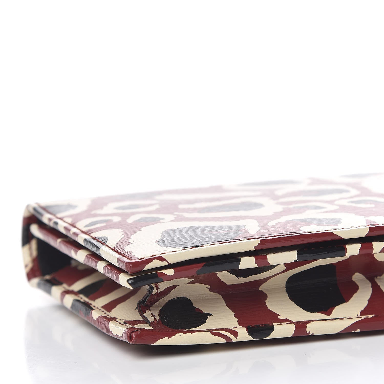 Gucci Patent Leopard Print Betty Chain Wallet Brick Red Black 6 of 12