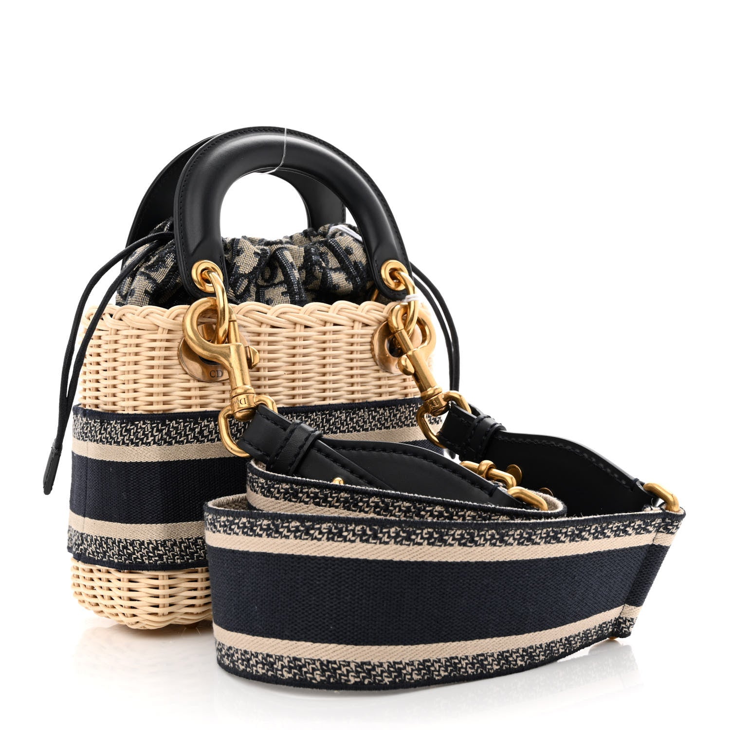 Christian Dior Wicker Oblique Mini Lady Dior Bag Blue 3 of 10