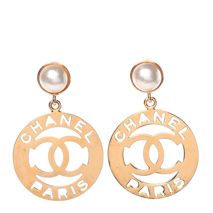 Chanel Pearl Large CC Drop Clip On Earrings Gold 1 of 4