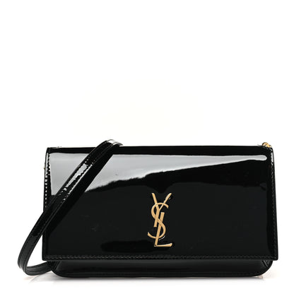 Saint Laurent Vernice Diamond Calfskin Monogram Phone Holder Crossbody Black 1 of 9