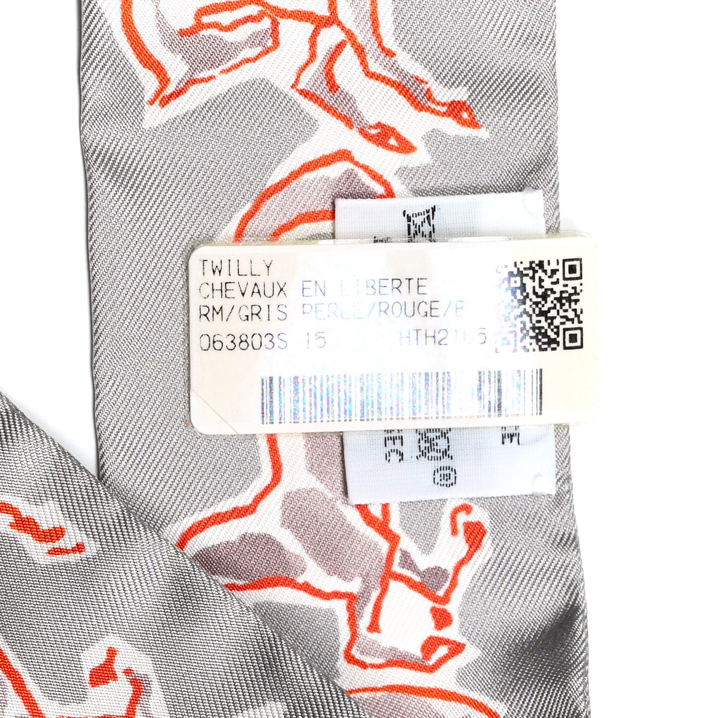 Silk Chevaux En Liberte Twilly Gris Perle Rouge White