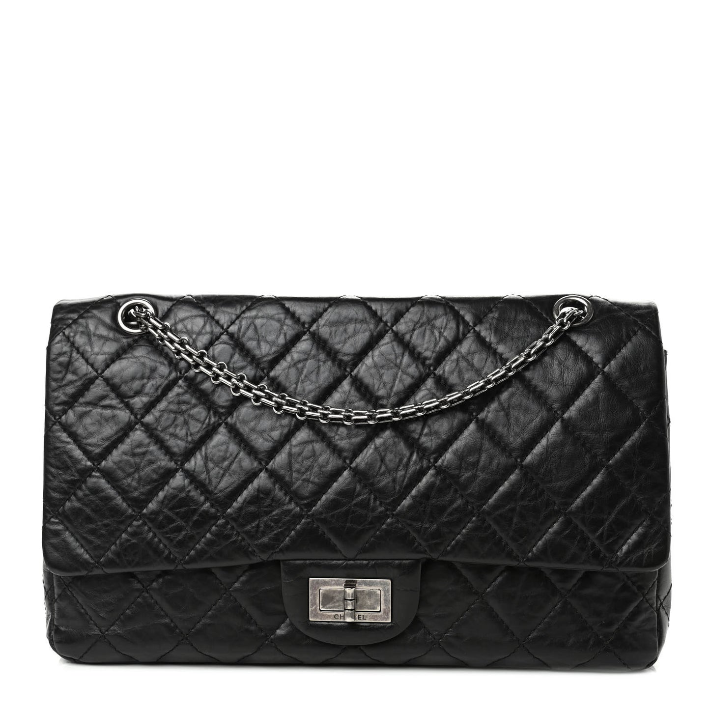Aged Calfskin Quilted 2.55 Reissue 227 Flap Black
