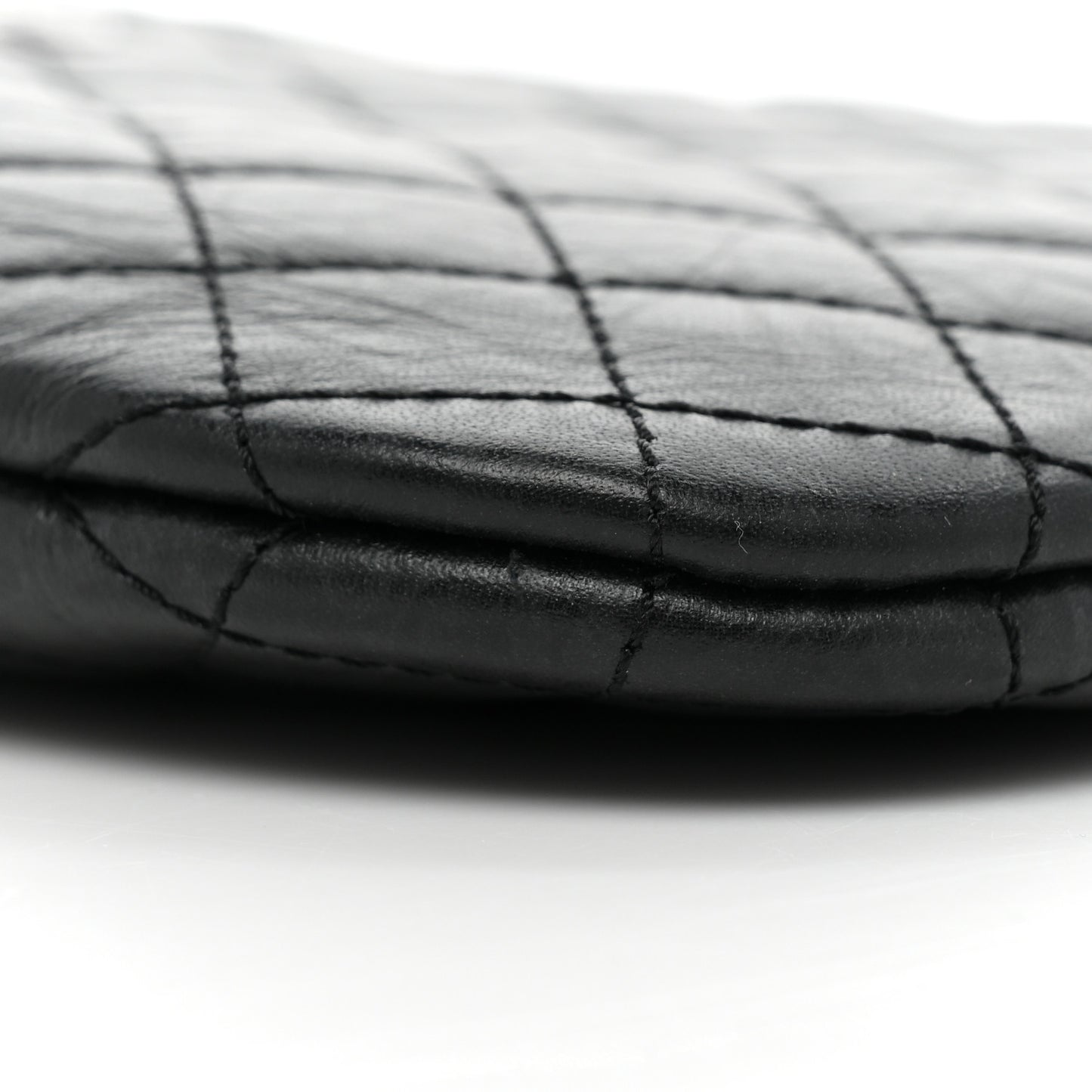Aged Calfskin Quilted Crossbody Bag Black