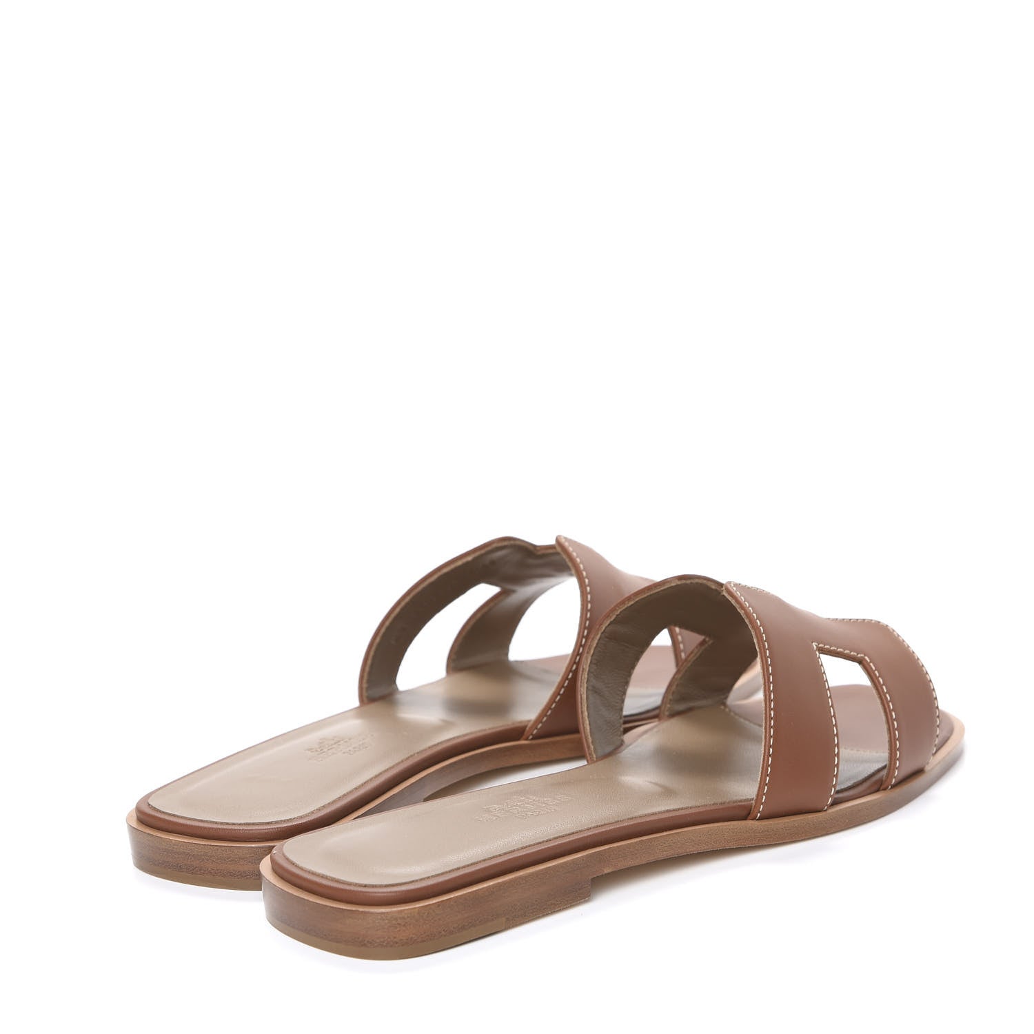 Hermes Box Calfskin Oran Sandals 38 Gold 4 of 9