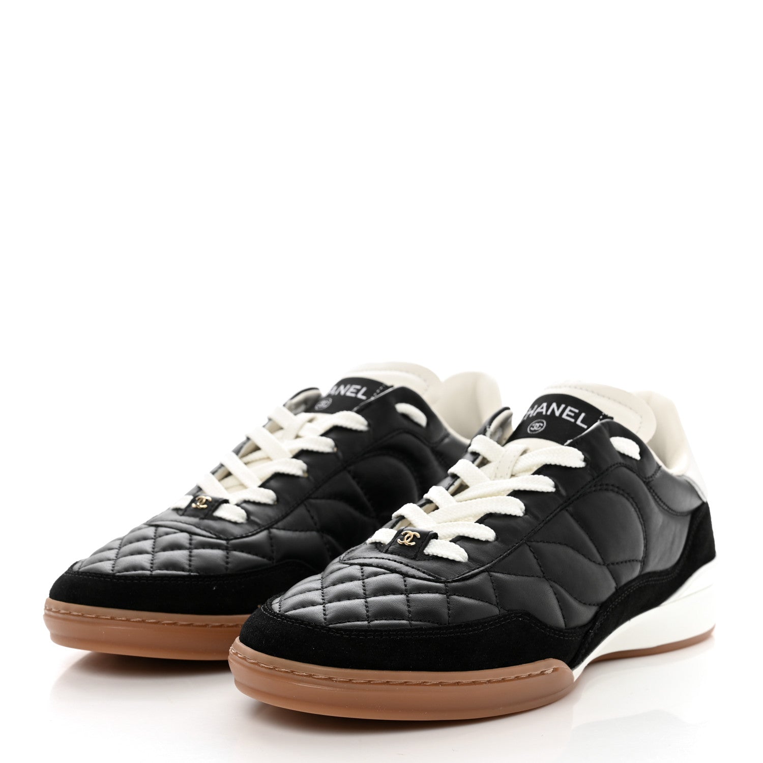 Chanel Suede Calfskin Quilted Sneakers 37.5 Black 3 of 10