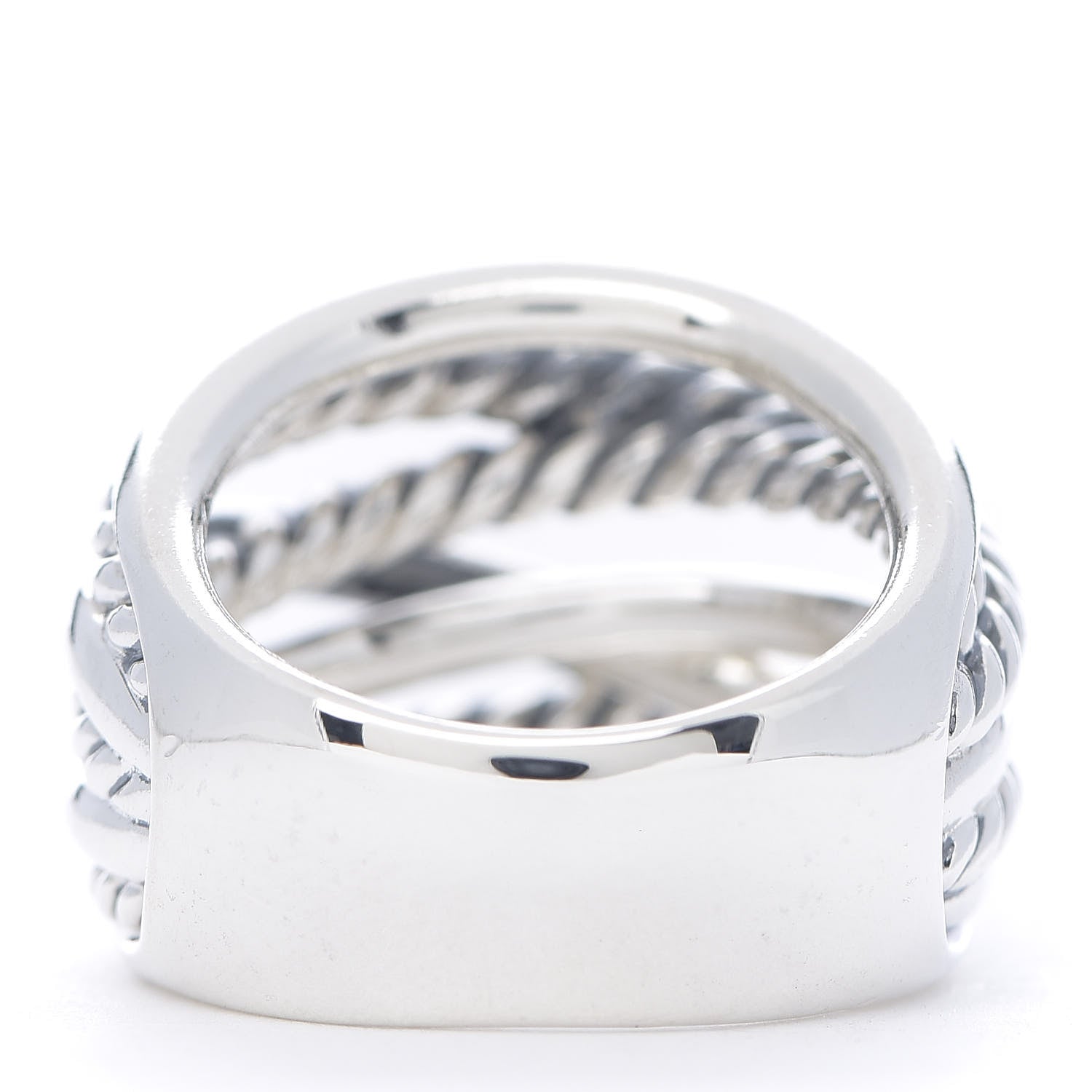 David Yurman Sterling Silver 18mm Wide Crossover Cable Ring 52 6 4 of 5