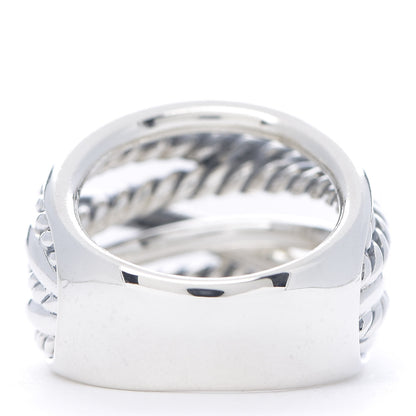 David Yurman Sterling Silver 18mm Wide Crossover Cable Ring 52 6 4 of 5