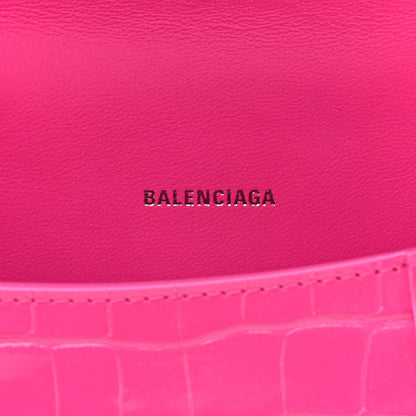 Balenciaga Shiny Calfskin Crocodile Embossed Hourglass Top Handle Bag XS Lipstick Pink 6 of 11