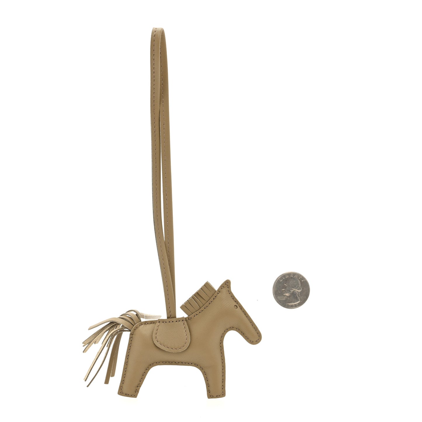 Milo Lambskin Grigri Rodeo Horse Bag Charm PM Beige Marfa