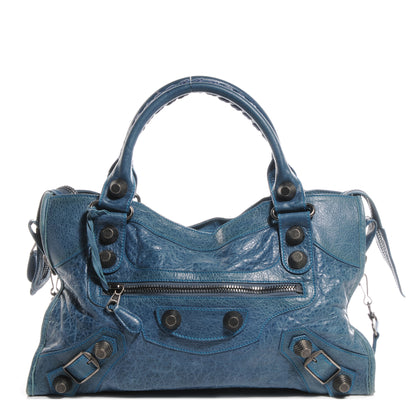 Balenciaga Chevre Giant 21 Gunmetal Hardware City Neiman Marcus Bleu 1 of 10