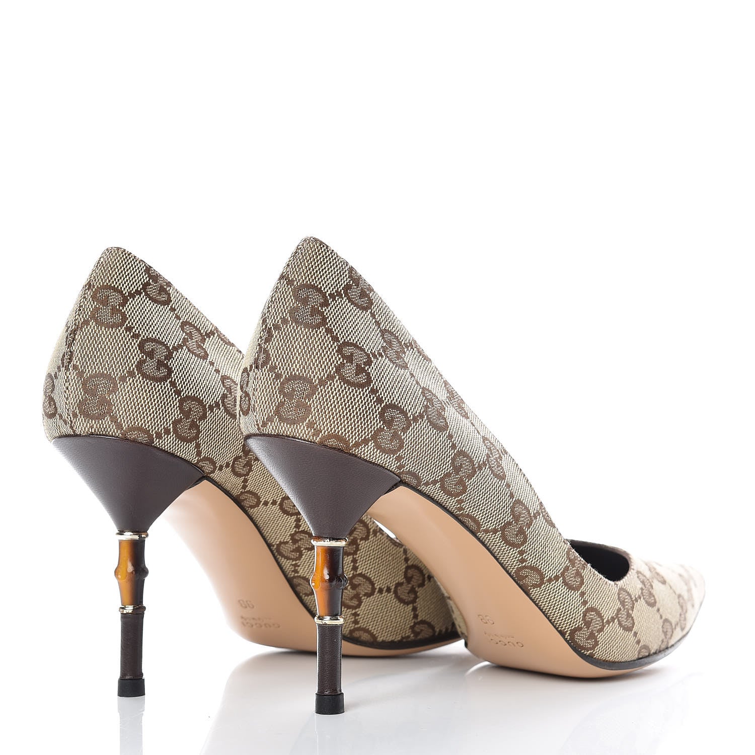 Gucci Monogram Malaga Kid Pumps 9 Biege Ebony Cocoa 4 of 8