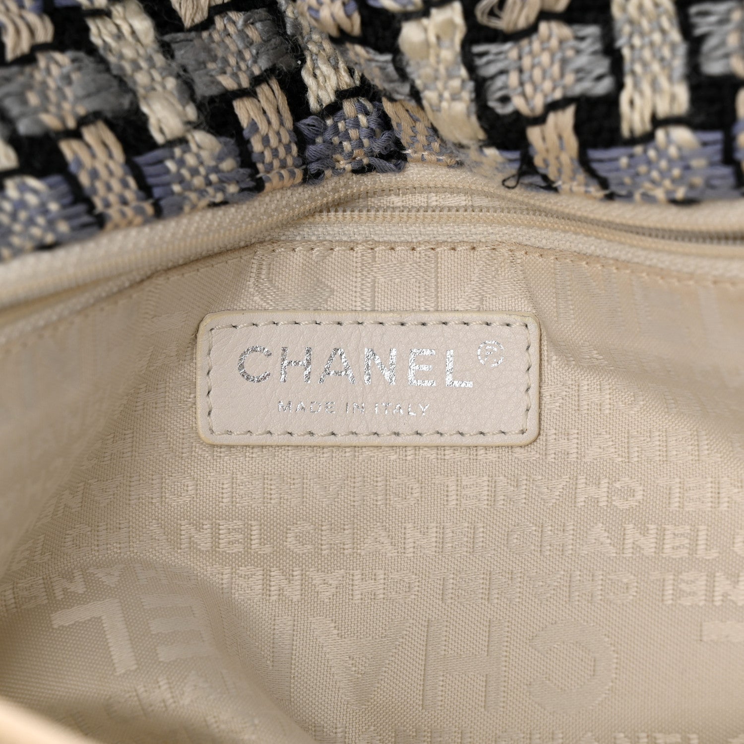 Chanel Tweed Calfskin Woven Single Flap Blue 6 of 10