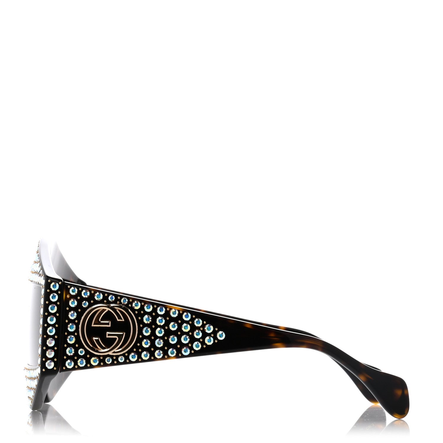 Gucci Crystal Rectangular Frame Sunglasses GG0357S Tortoiseshell 3 of 8