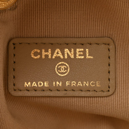 Chanel Metallic Lambskin Quilted Cube Chain Wristlet Case Gold 6 of 13