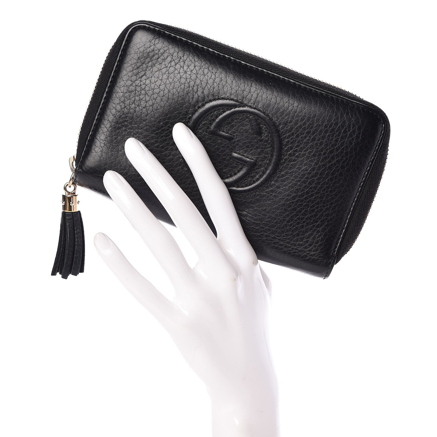 Gucci Pebbled Calfskin Medium Soho Zip Around Wallet Black 2 of 10