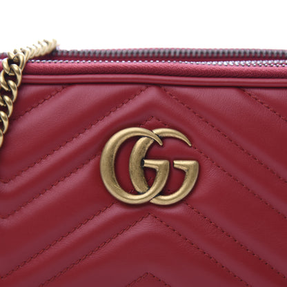 Gucci Calfskin Matelasse Mini GG Marmont Chain Crossbody Bag Hibiscus Red 9 of 9