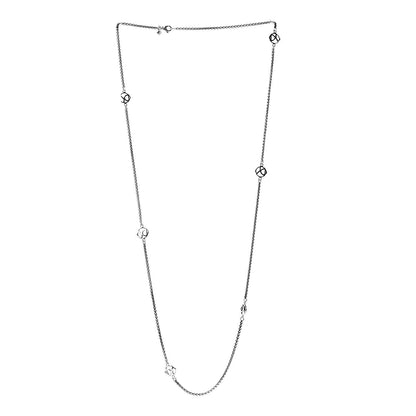 David Yurman Sterling Silver Logo Station Necklace 36" 3 of 4