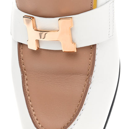Hermes Calfskin Womens Paris Loafers 36 White Bois De Santal 10 of 15