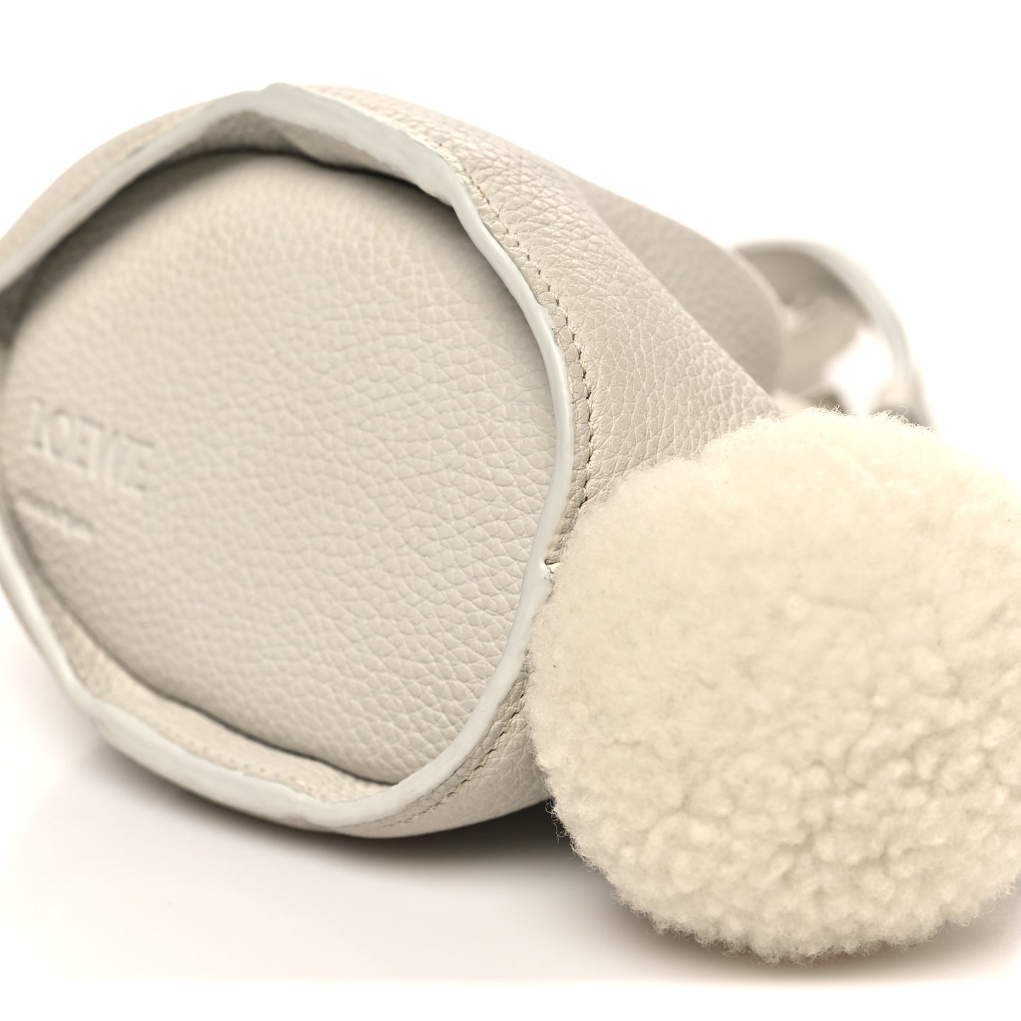 Calfskin Shearling Mini Bunny Crossbody Bag White