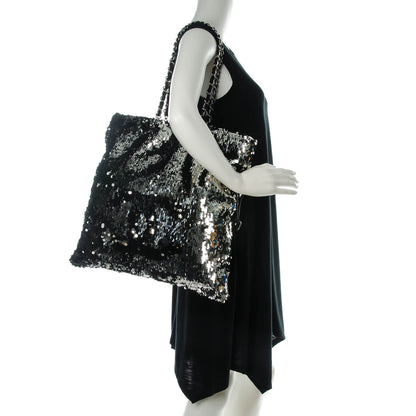 Chanel Sequin Summer Night Drawstring Tote Black 2 of 7