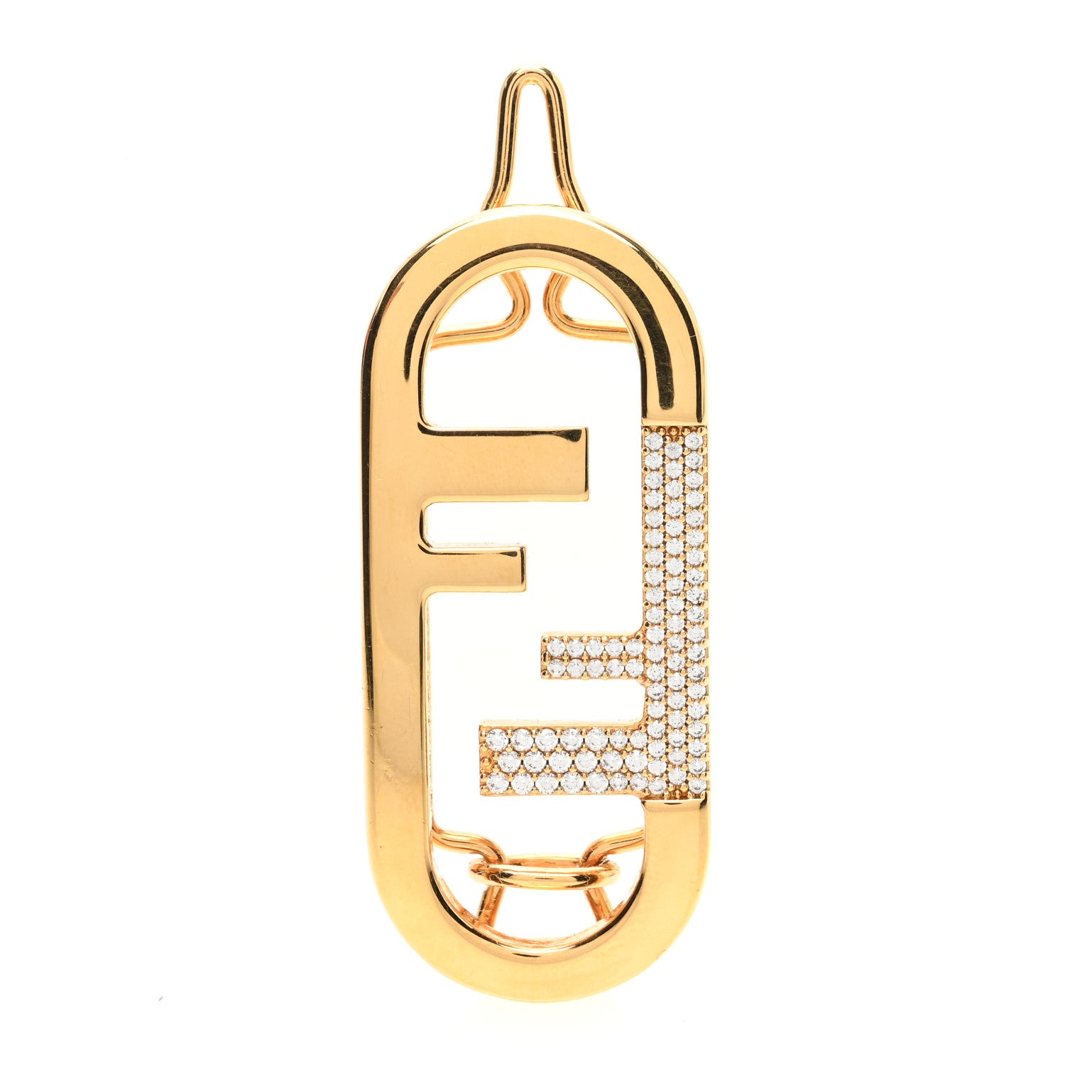 Fendi Metal Crystal Fendi O'Lock Hair Clip Gold 1 of 4