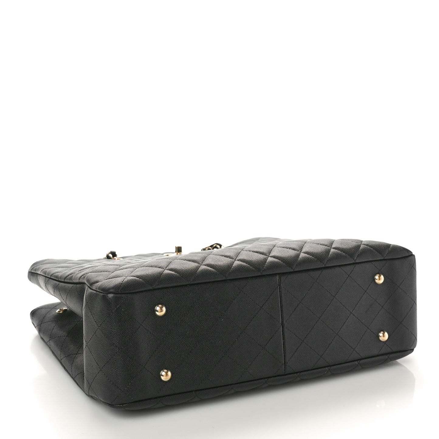 Caviar Quilted Large CC Shopping Tote Black