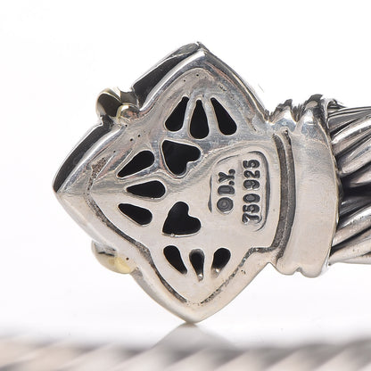 David Yurman Sterling Silver 18K Yellow Gold Black Onyx Ruby 10mm Quatrefoil Cable Bracelet 5 of 5