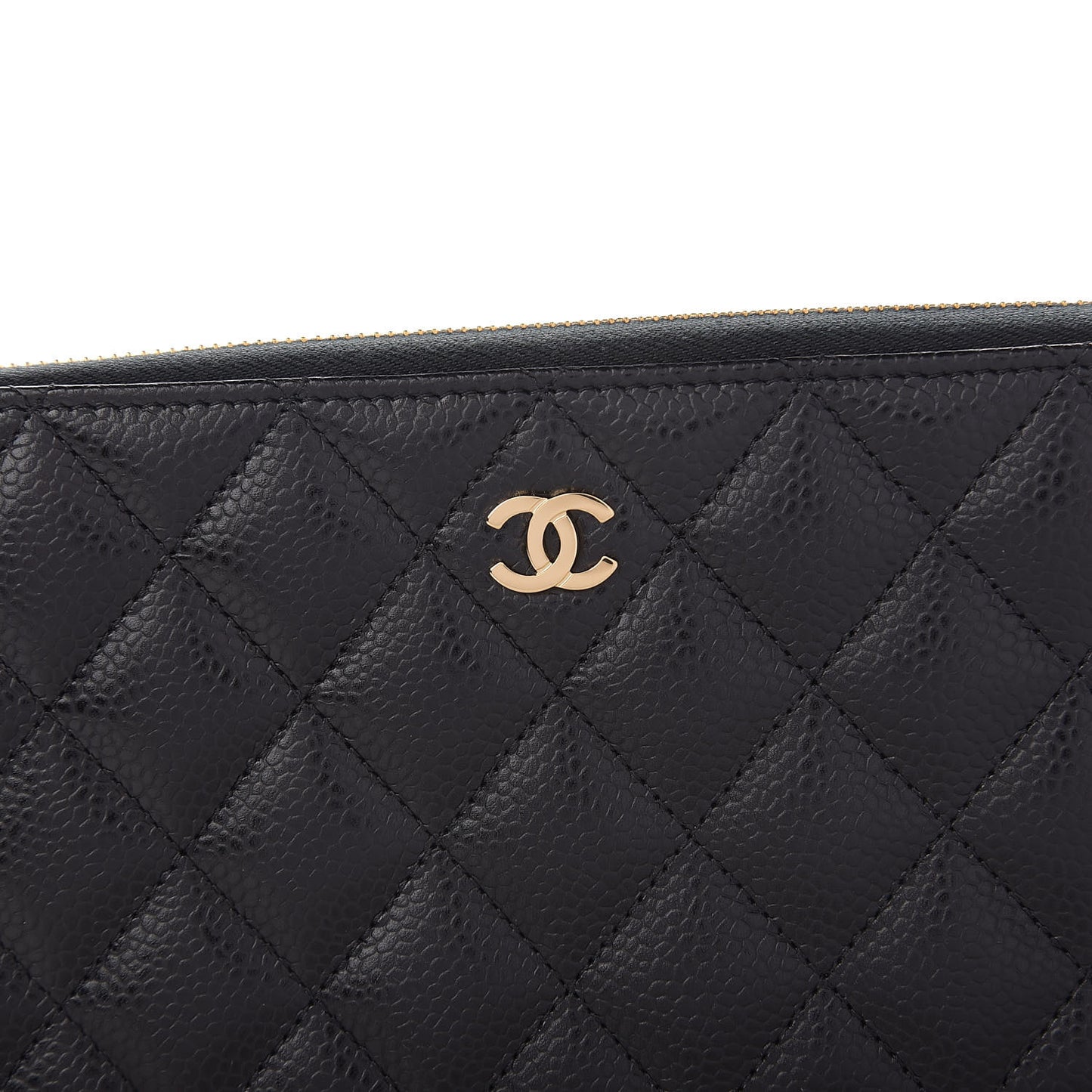 Caviar Quilted Large Gusset Zip Around Wallet Black