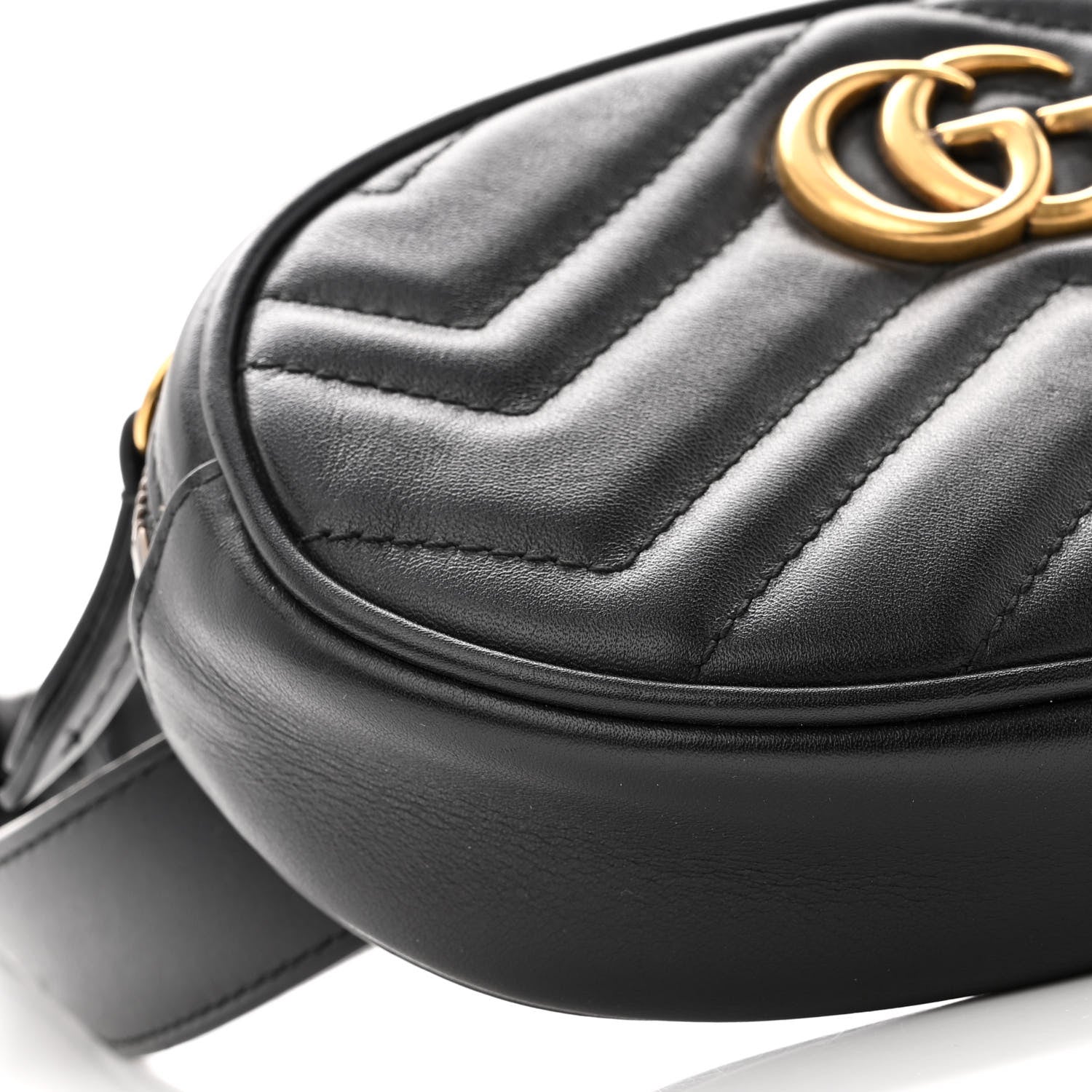 Gucci Calfskin Matelasse GG Marmont Belt Bag 85 34 Black 9 of 10