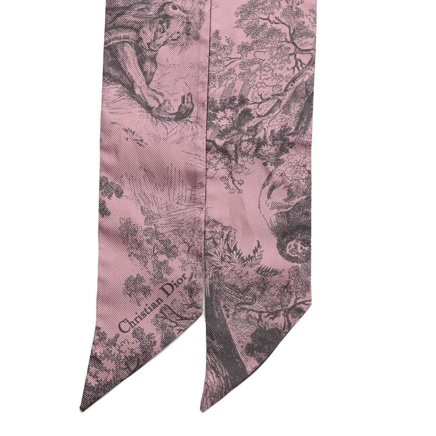 Christian Dior Silk Toile De Jouy Mitzah Scarf Rose 2 of 4
