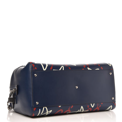 Gucci Calfskin GucciGhost Print Duffle Blue Agata Hibiscus Red 4 of 9