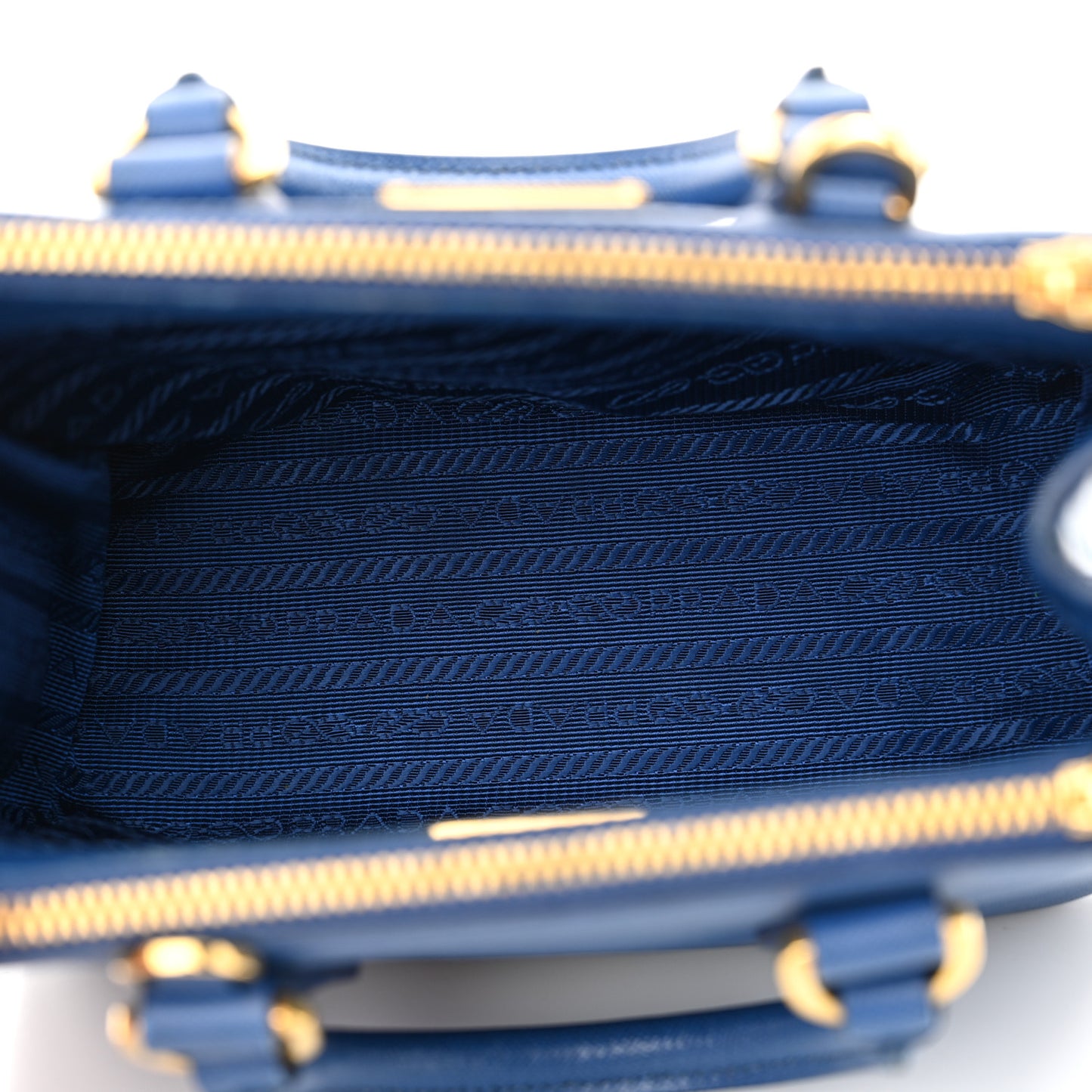 Saffiano Lux Micro Galleria Double Zip Tote Azzurro