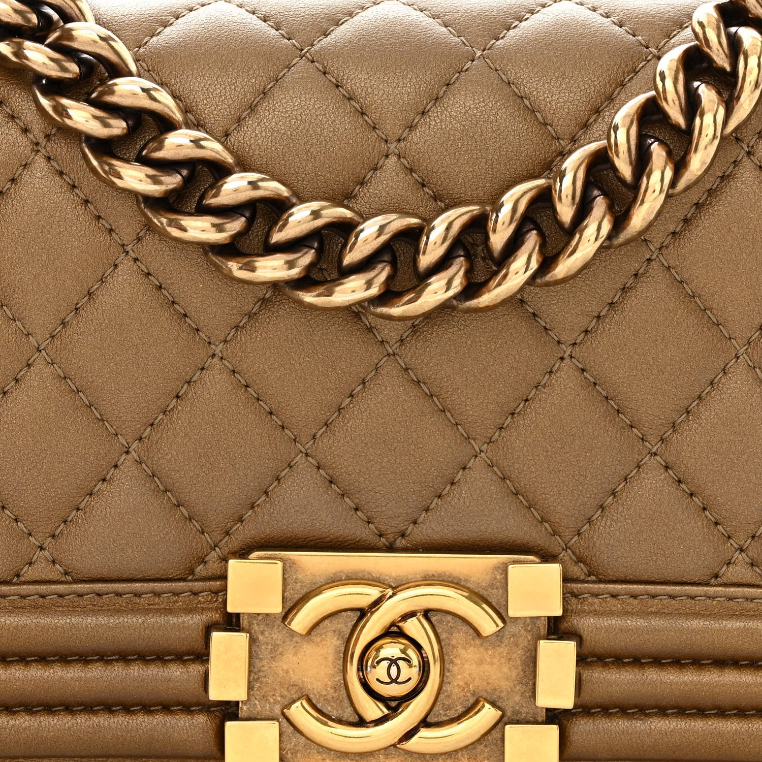 Chanel Metallic Calfskin Quilted Small Boy Flap Gold 8 of 10