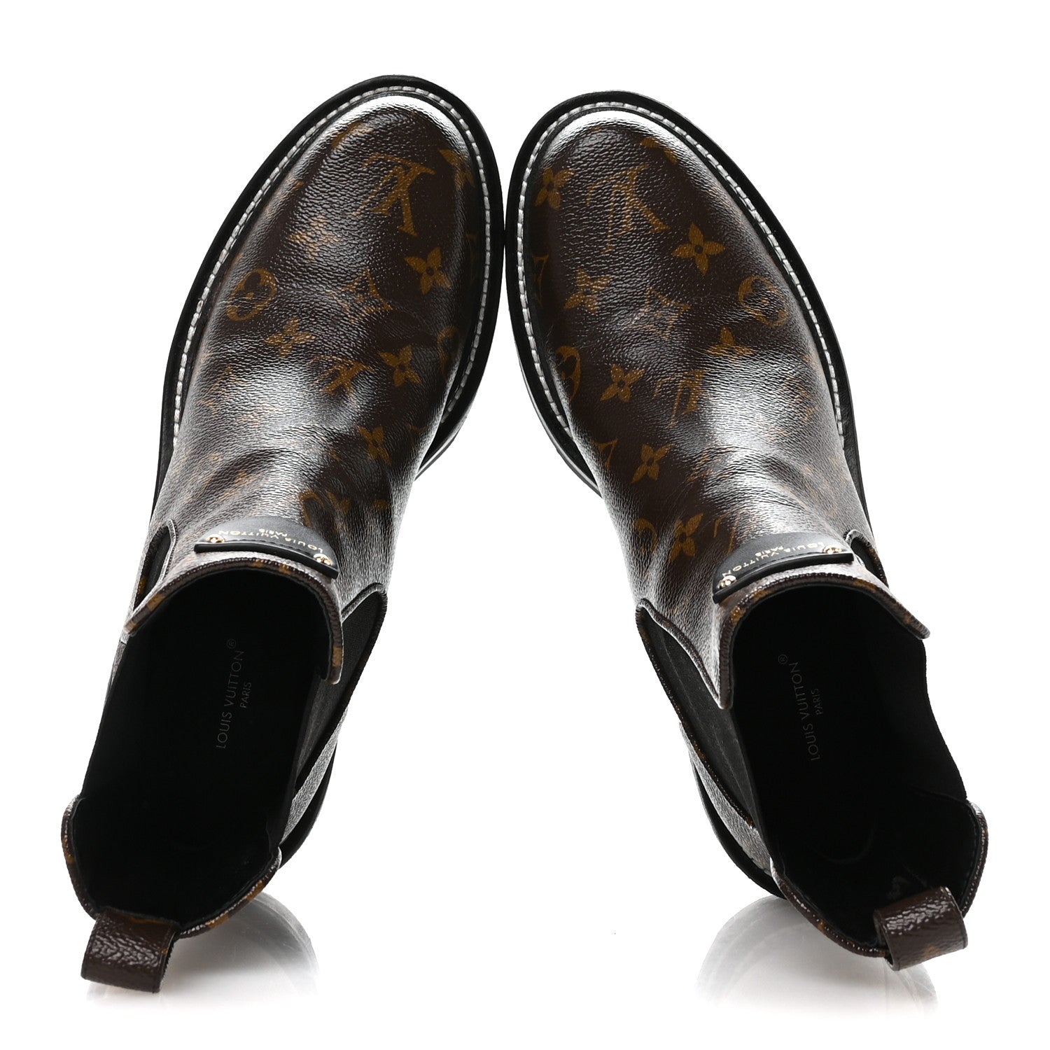 Louis Vuitton Patent Monogram LV Beaubourg Ankle Boots 41 Black 2 of 8