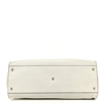 Fendi Calfskin Fur Monster Eyes Large Peekaboo Iconic Satchel White 16 of 27