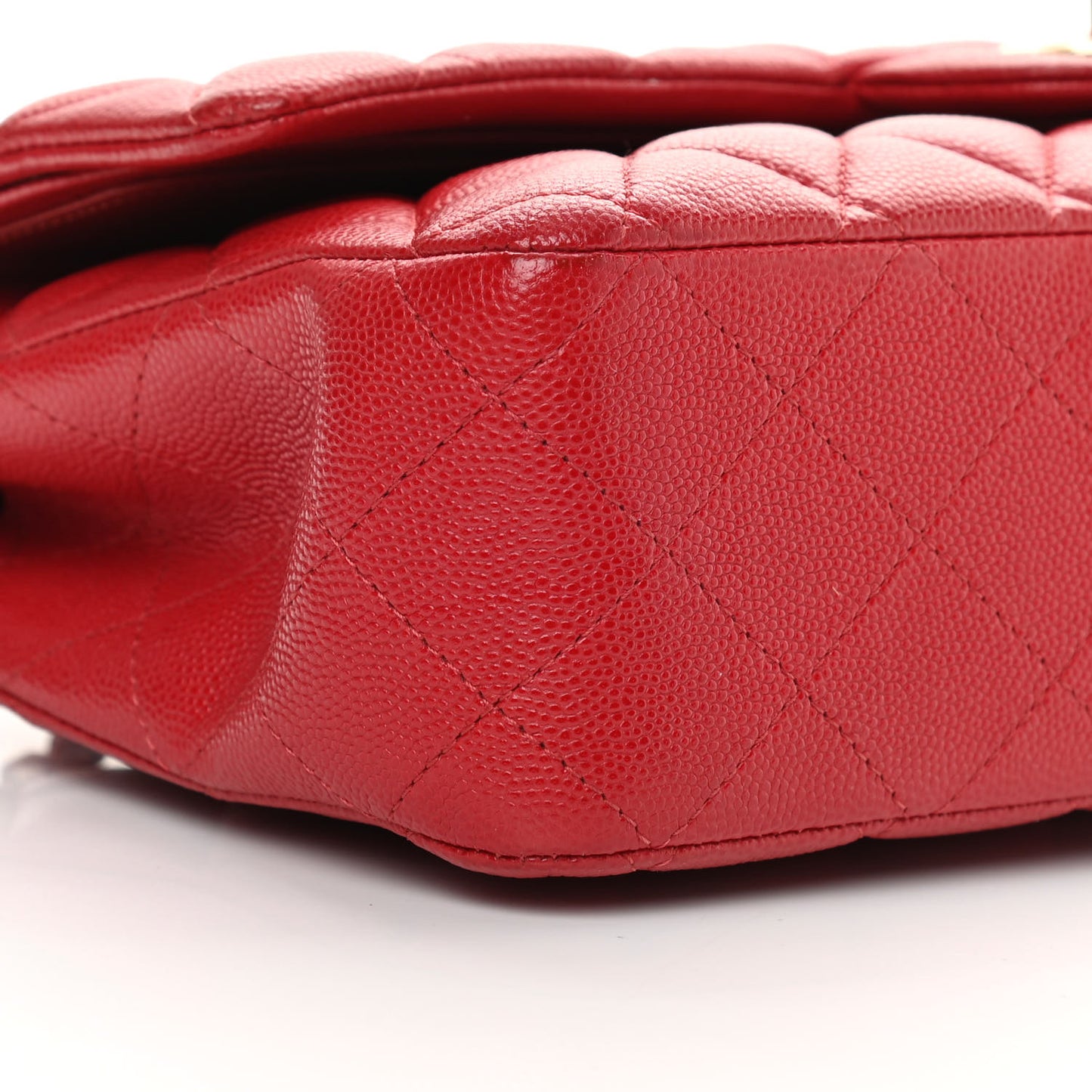 Caviar Quilted Medium Double Flap Red